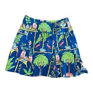 Kenny Dana | Blue Exotic Tropical Print Performance Golf Skort | S